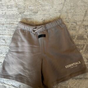 Essentials Brown Athletic Shorts with Elastic Waistband